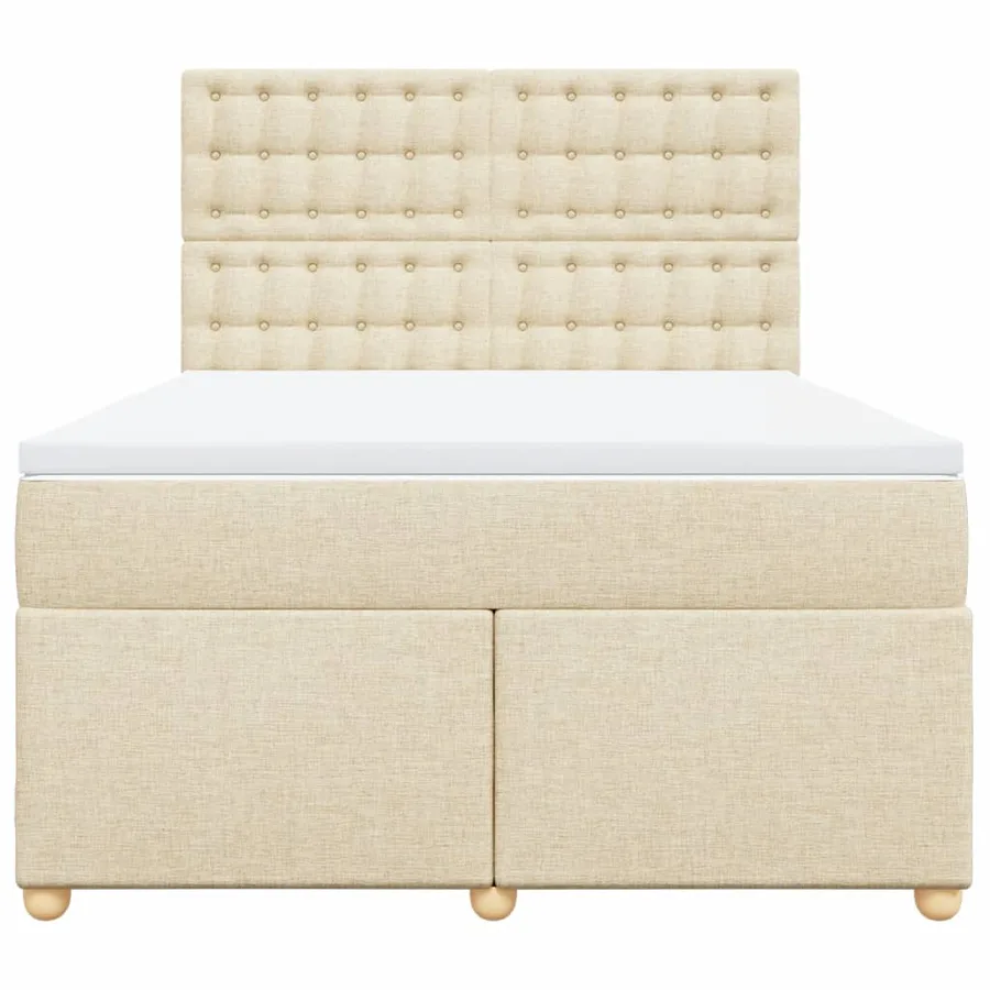Sommier à lattes de lit avec matelas Crème 140x200 cm Tissu - 4