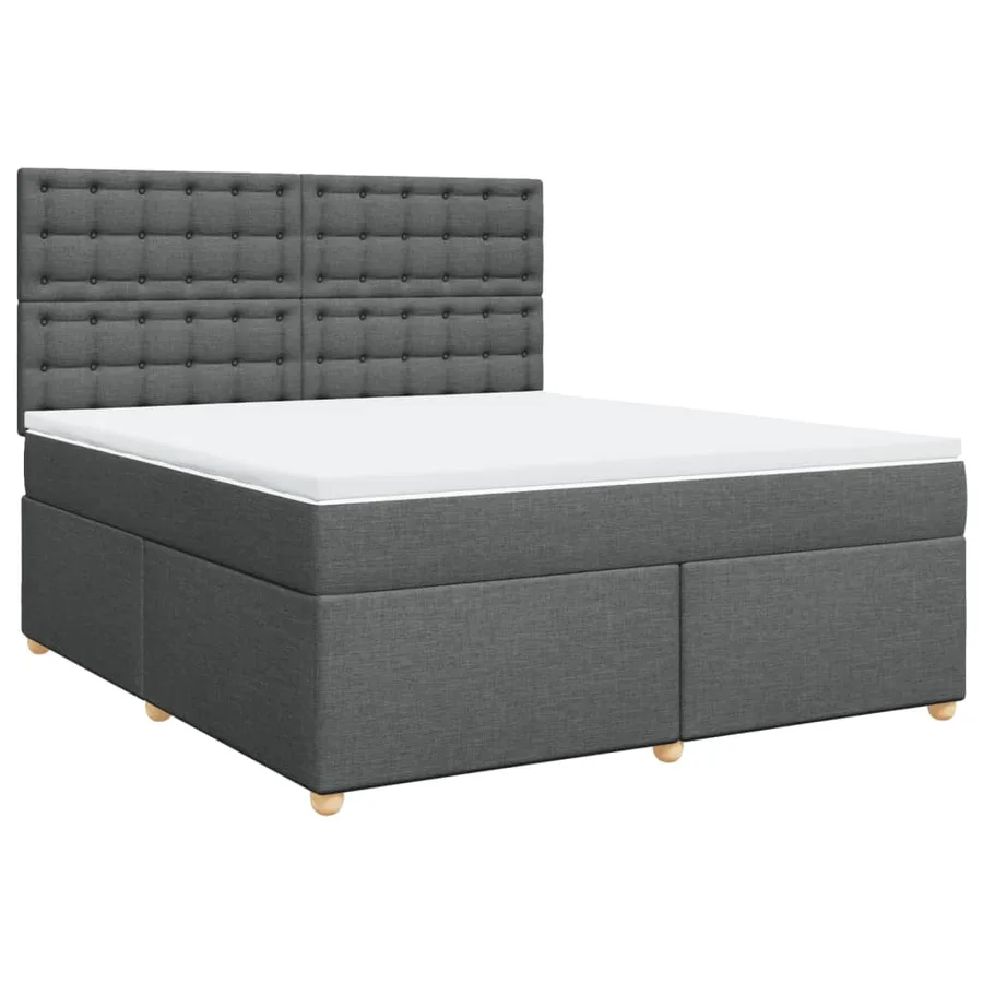 Sommier à lattes de lit avec matelas Gris foncé 180x200cm Tissu - 3