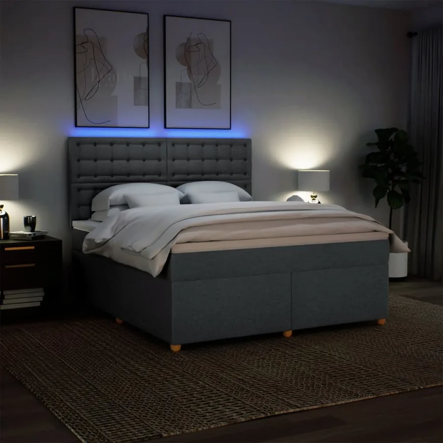 Sommier à lattes de lit avec matelas Gris foncé 180x200cm Tissu - 5