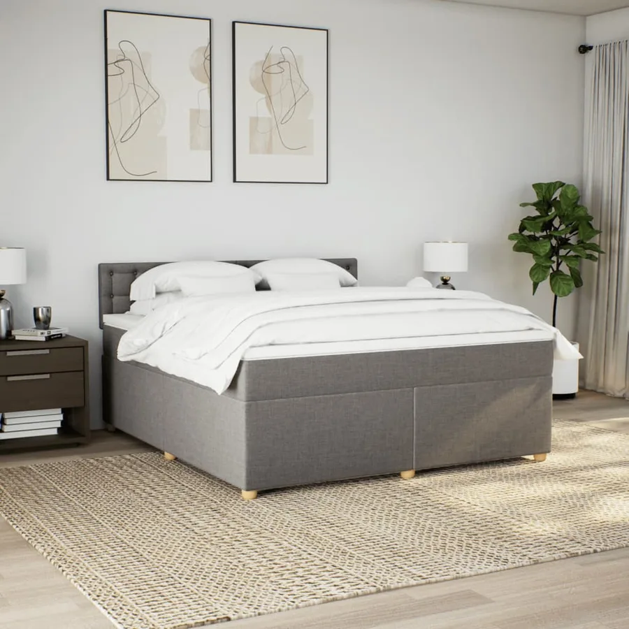 Sommier à lattes de lit avec matelas Taupe 180x200 cm Tissu - 4