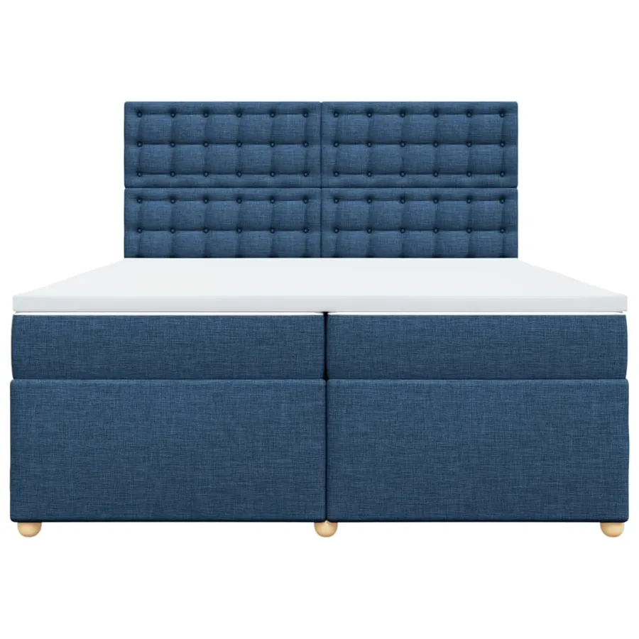 Sommier à lattes de lit avec matelas Bleu 200x200 cm Tissu - 4