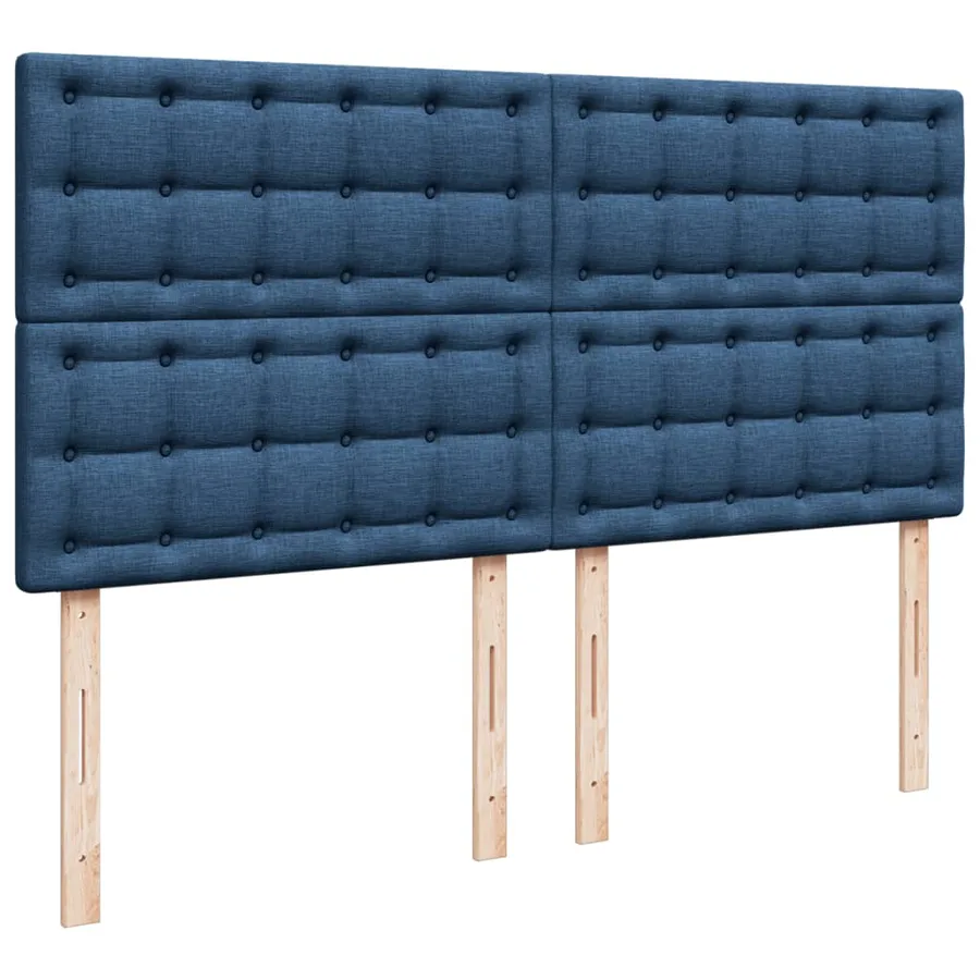 Sommier à lattes de lit avec matelas Bleu 200x200 cm Tissu - 7