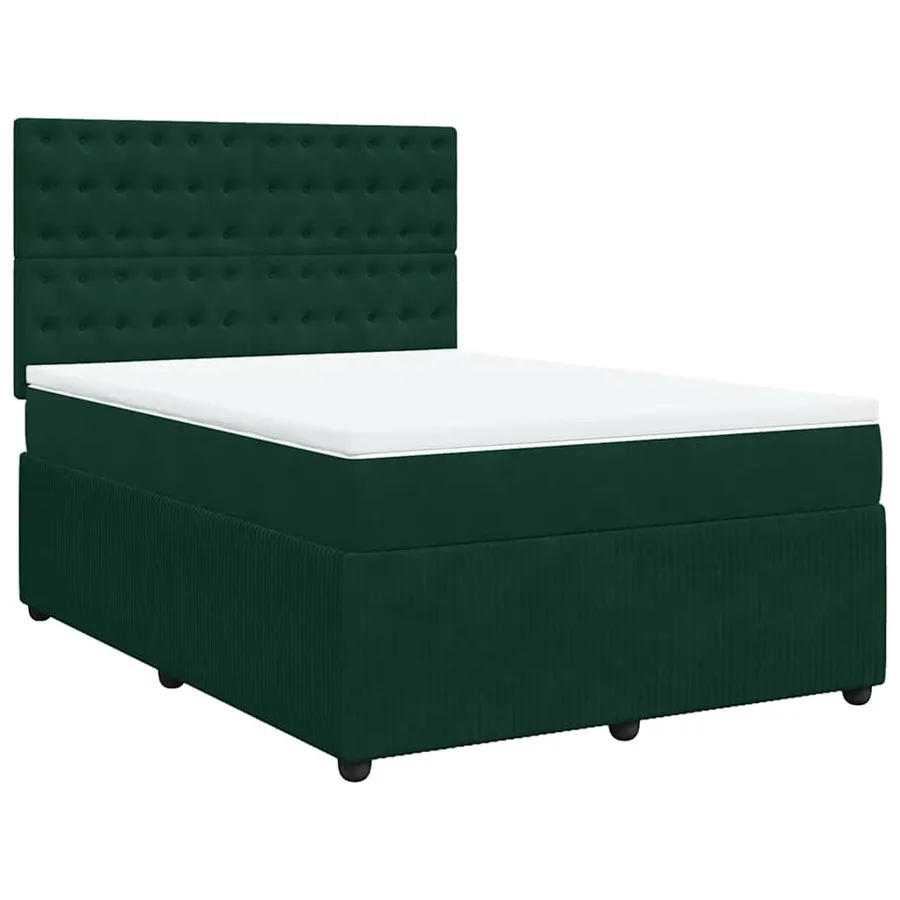 Sommier à lattes de lit et matelas Vert foncé 140x190cm Velours - 2