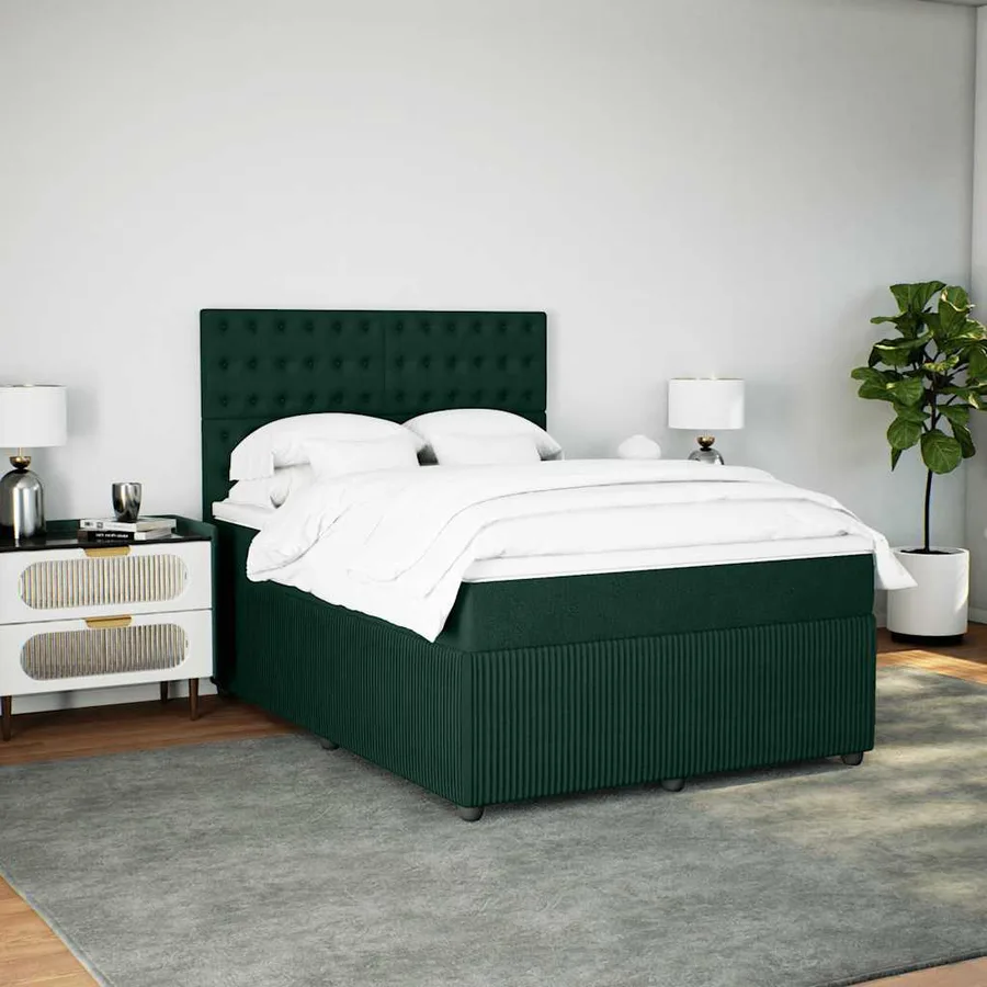 Sommier à lattes de lit et matelas Vert foncé 140x190cm Velours - 3