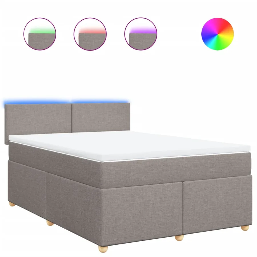 Sommier à lattes de lit avec matelas Taupe 160x200 cm Tissu - 2