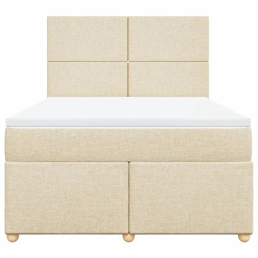 Sommier à lattes de lit avec matelas Crème 160x200 cm Tissu - 4