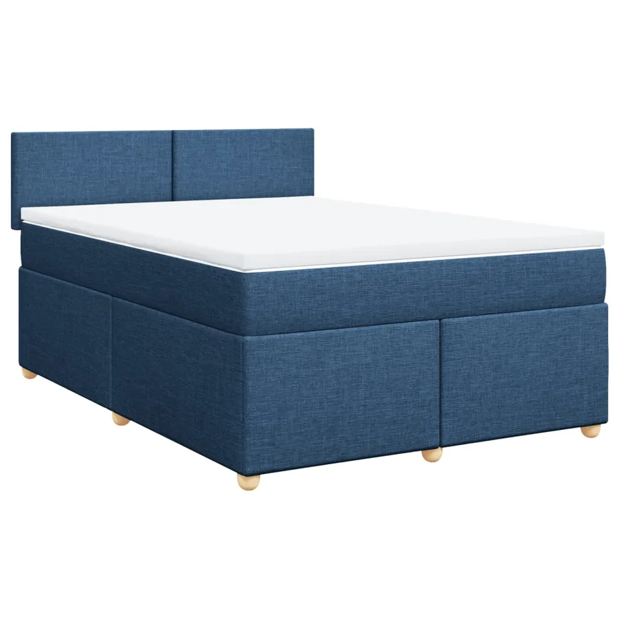 Sommier à lattes de lit avec matelas Bleu 160x200 cm Tissu - 2