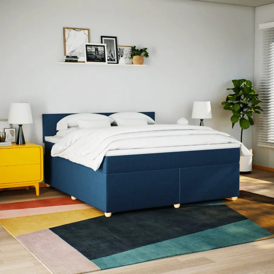 Sommier à lattes de lit avec matelas Bleu 180x200 cm Tissu - 3