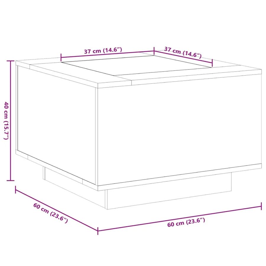 Table basse avec LED chêne marron 60x60x40 cm bois d'ingénierie - 13