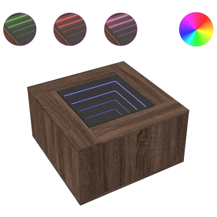 Table basse avec LED chêne marron 60x60x40 cm bois d'ingénierie - 2