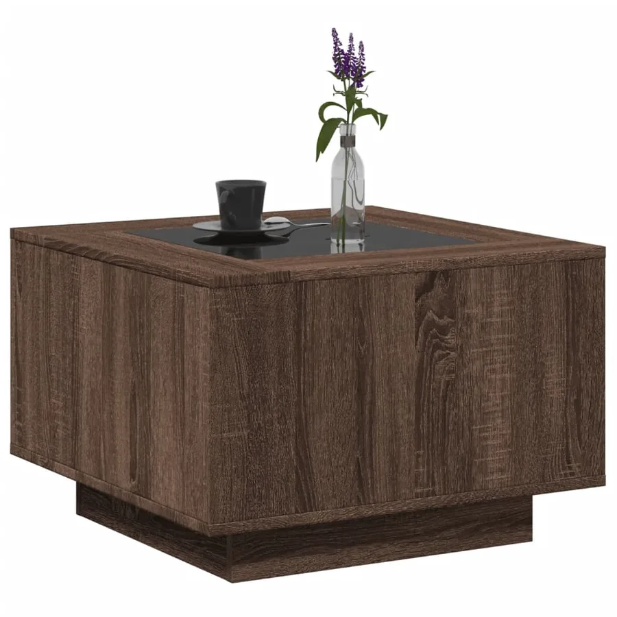 Table basse avec LED chêne marron 60x60x40 cm bois d'ingénierie - 5