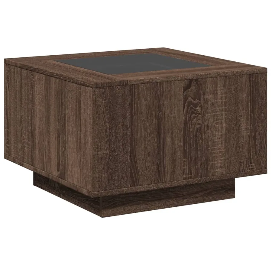 Table basse avec LED chêne marron 60x60x40 cm bois d'ingénierie - 8