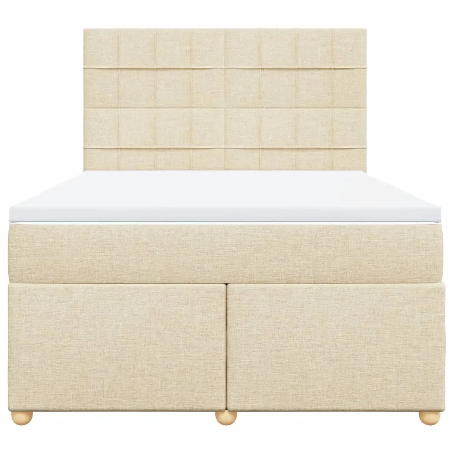 Sommier à lattes de lit avec matelas Crème 160x200 cm Tissu - 4