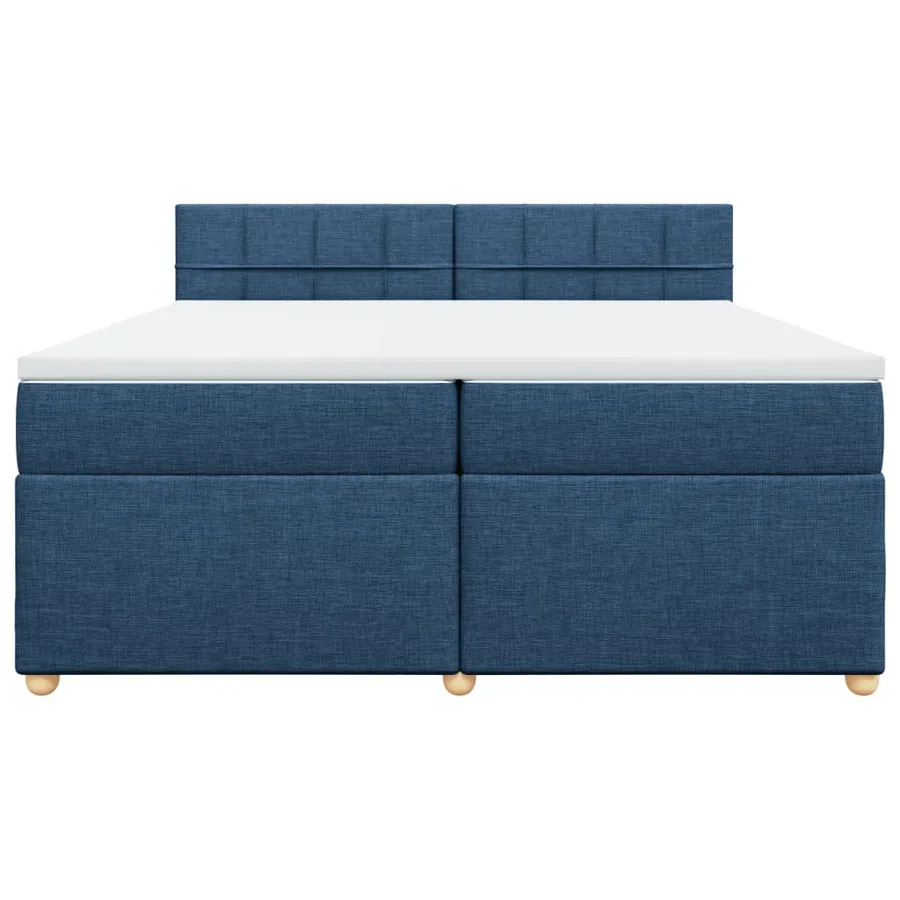Sommier à lattes de lit avec matelas Bleu 200x200 cm Tissu - 4