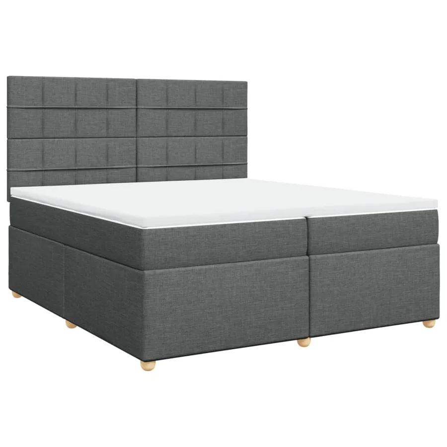 Sommier à lattes de lit avec matelas Gris foncé 200x200cm Tissu - 3