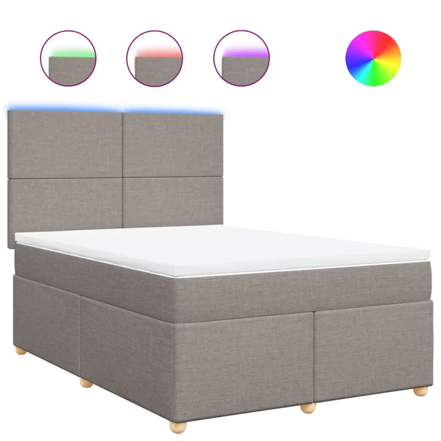 Sommier à lattes de lit avec matelas Taupe 140x190 cm Tissu - 2