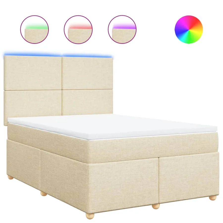 Sommier à lattes de lit avec matelas Crème 140x200 cm Tissu - 2