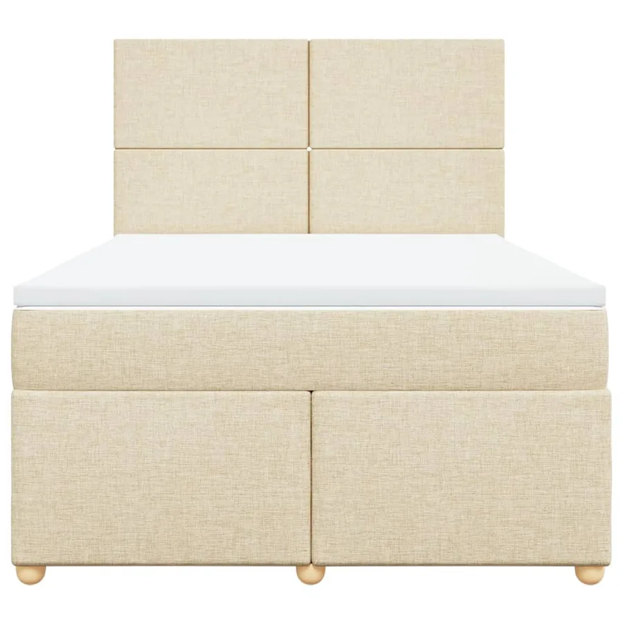 Sommier à lattes de lit avec matelas Crème 140x200 cm Tissu - 6