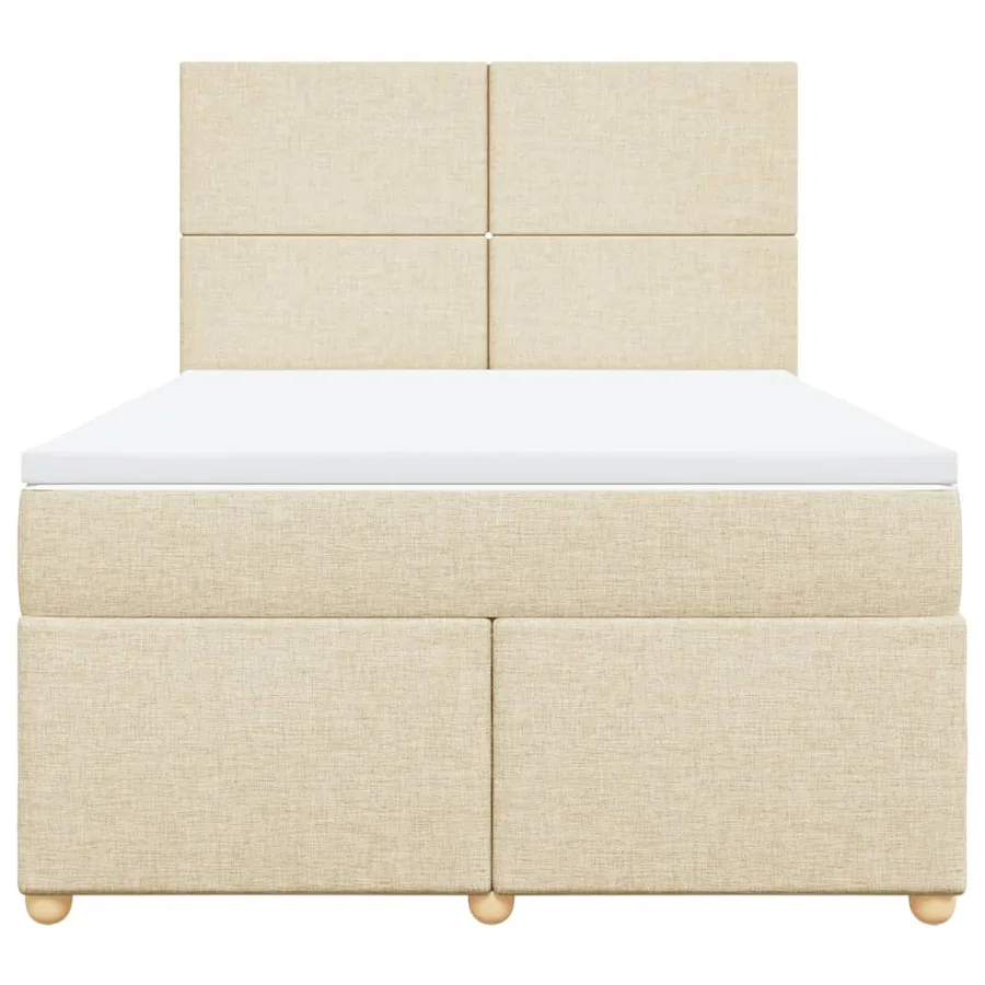 Sommier à lattes de lit avec matelas Crème 140x190 cm Tissu - 4