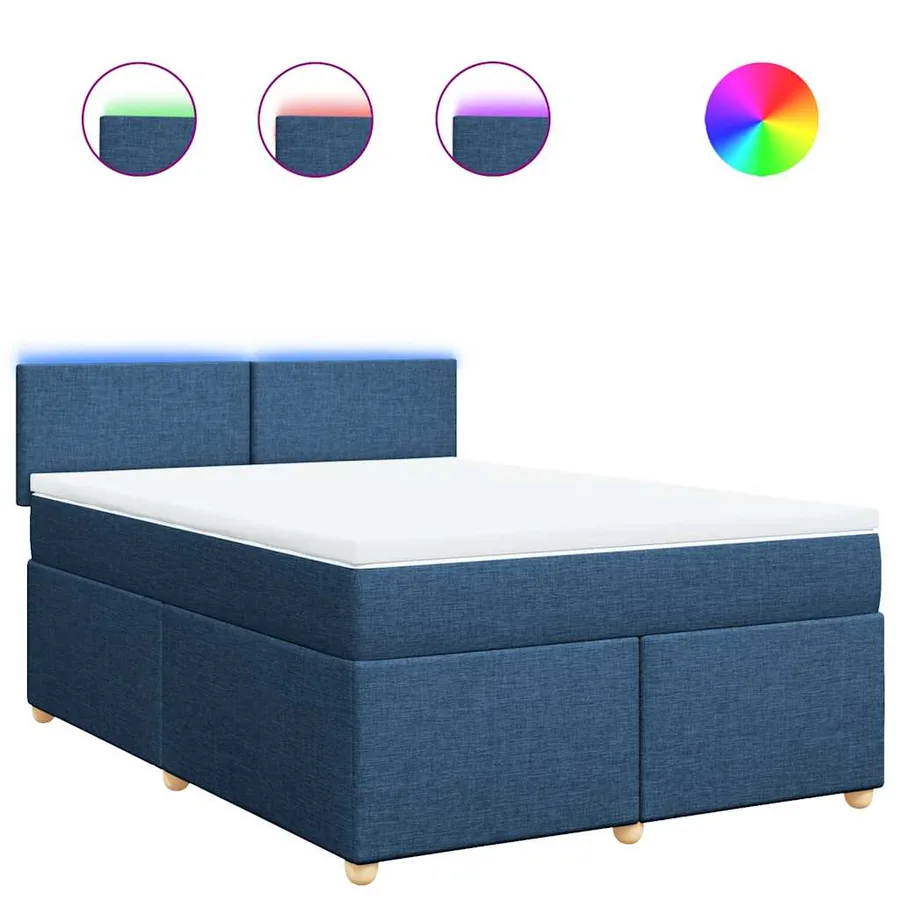 Sommier à lattes de lit avec matelas Bleu 140x190 cm Tissu - 2