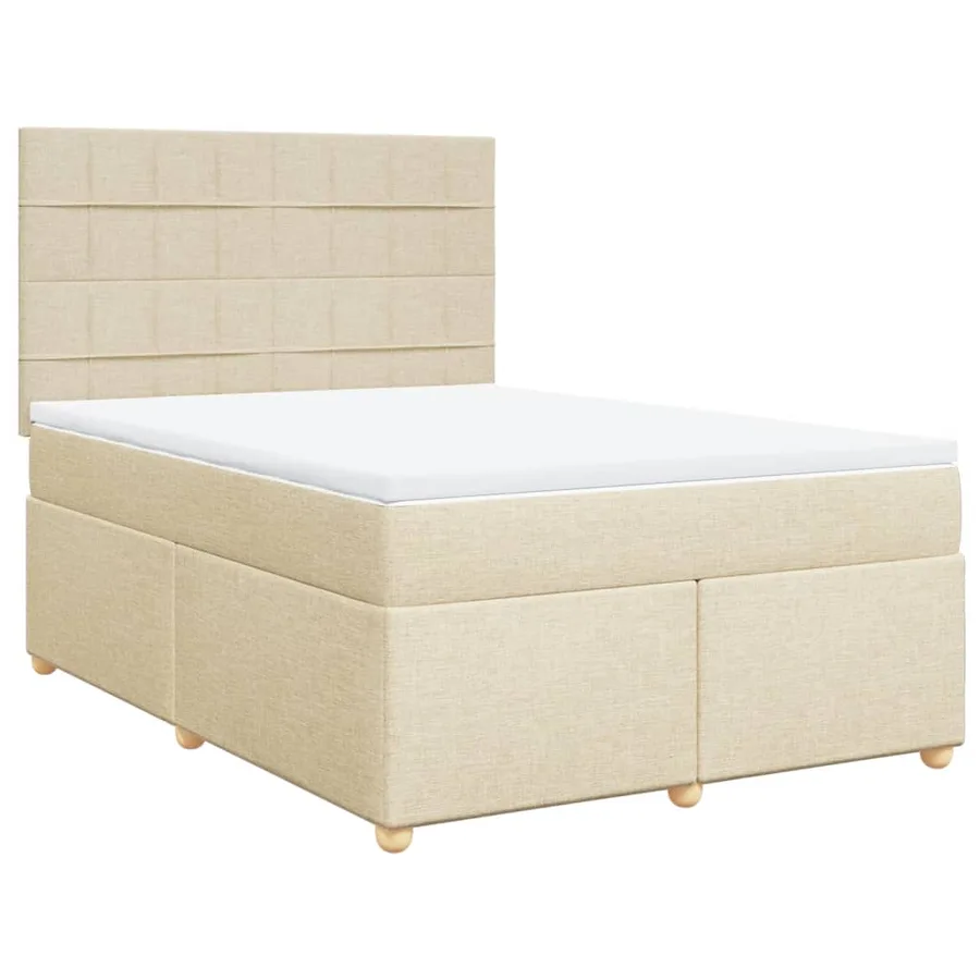 Sommier à lattes de lit avec matelas Crème 140x200 cm Tissu - 2