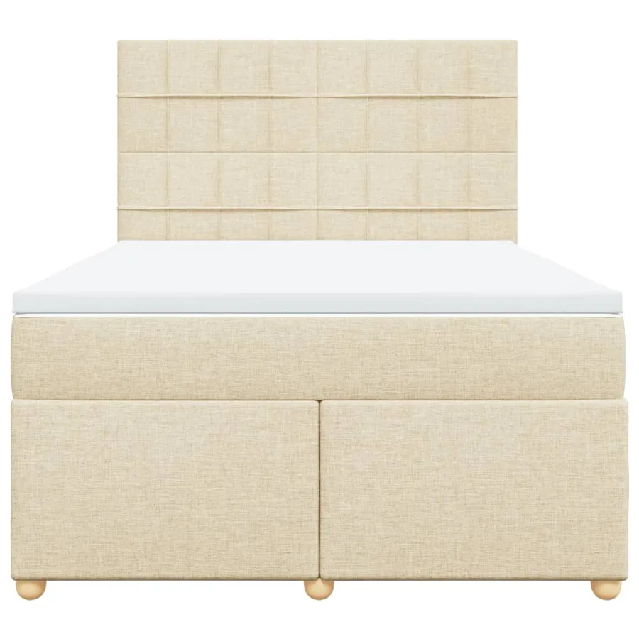 Sommier à lattes de lit avec matelas Crème 140x200 cm Tissu - 4