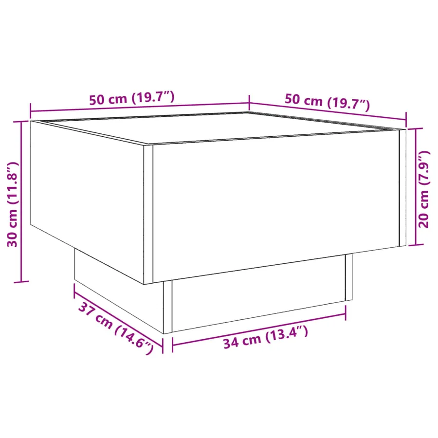 Table basse avec LED chêne marron 50x50x30 cm bois d'ingénierie - 13
