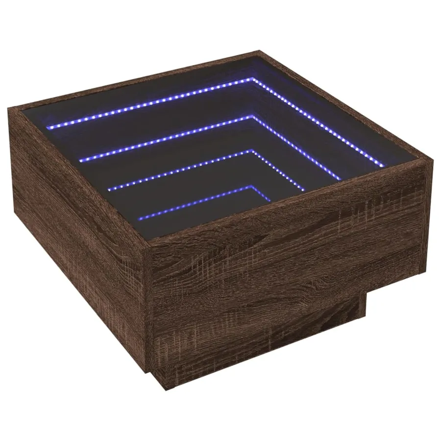 Table basse avec LED chêne marron 50x50x30 cm bois d'ingénierie - 3