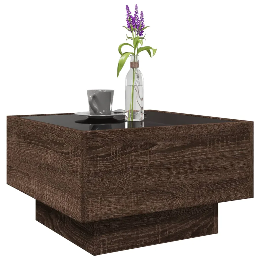 Table basse avec LED chêne marron 50x50x30 cm bois d'ingénierie - 5