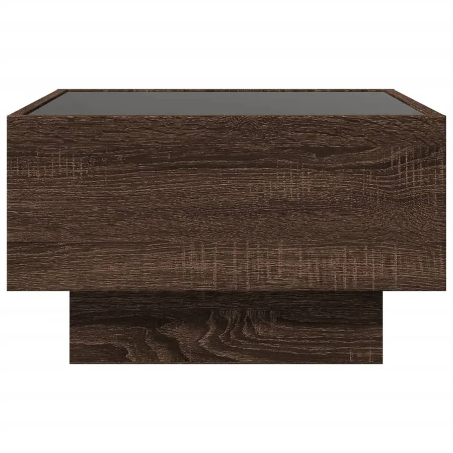 Table basse avec LED chêne marron 50x50x30 cm bois d'ingénierie - 7