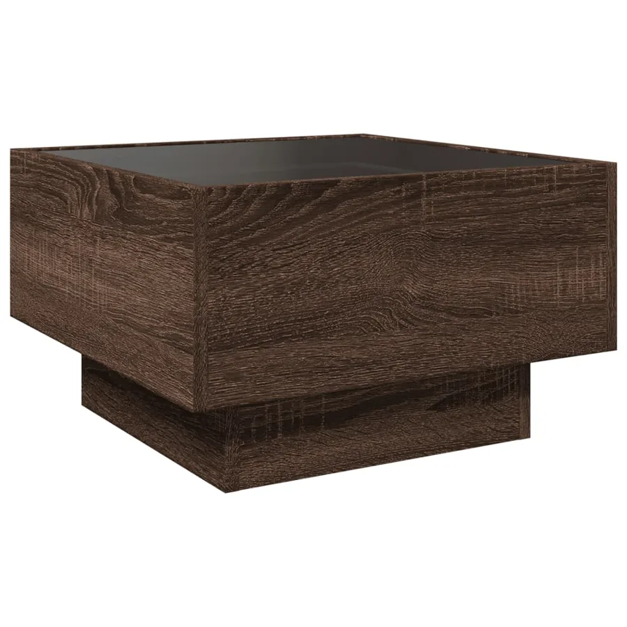 Table basse avec LED chêne marron 50x50x30 cm bois d'ingénierie - 8