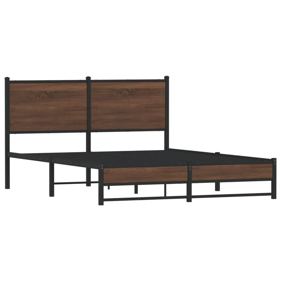 Cadre de lit en métal sans matelas chêne marron 150x200 cm - 3