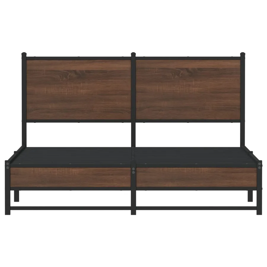 Cadre de lit en métal sans matelas chêne marron 150x200 cm - 5