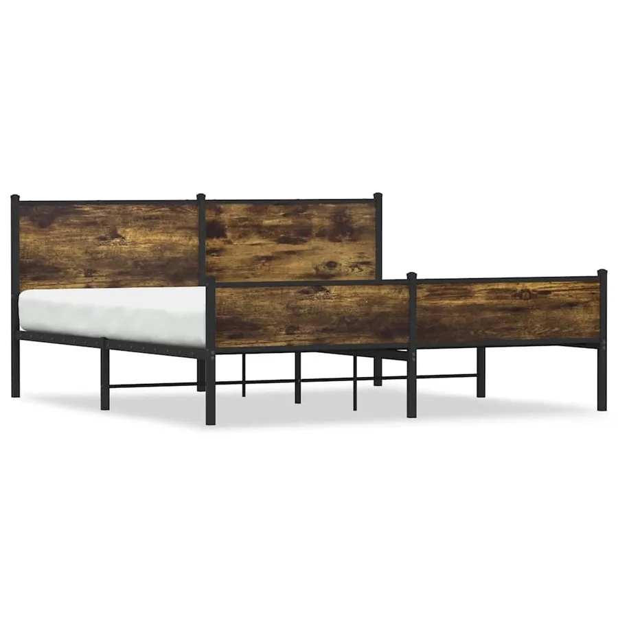 Cadre de lit en métal sans matelas chêne fumé 183x213 cm - 2