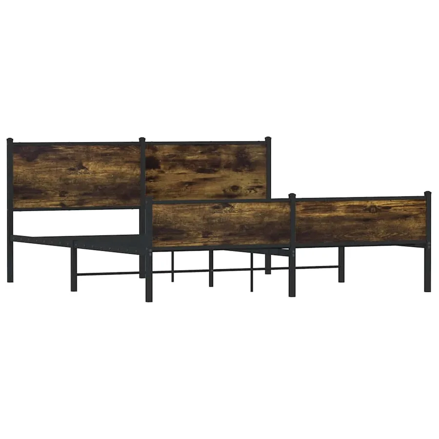 Cadre de lit en métal sans matelas chêne fumé 183x213 cm - 4