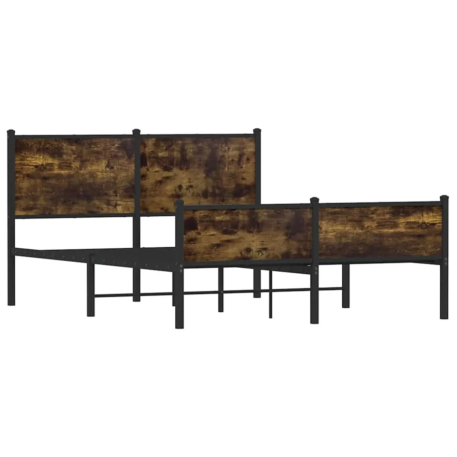 Cadre de lit en métal sans matelas chêne fumé 140x200 cm - 3