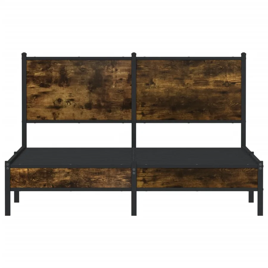 Cadre de lit en métal sans matelas chêne fumé 137x190 cm - 5