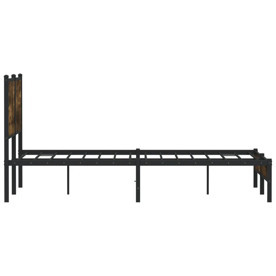 Cadre de lit en métal sans matelas chêne fumé 137x190 cm - 6