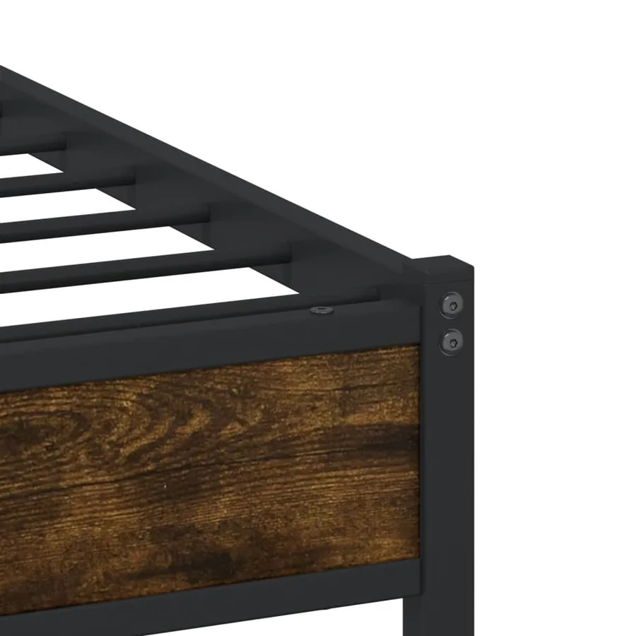 Cadre de lit en métal sans matelas chêne fumé 137x190 cm - 8