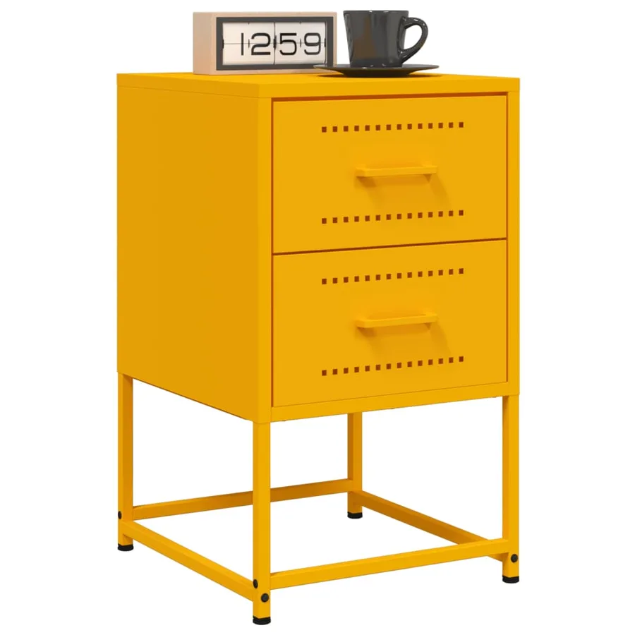 Table de chevet jaune moutarde 36x39x60,5 cm acier - 4
