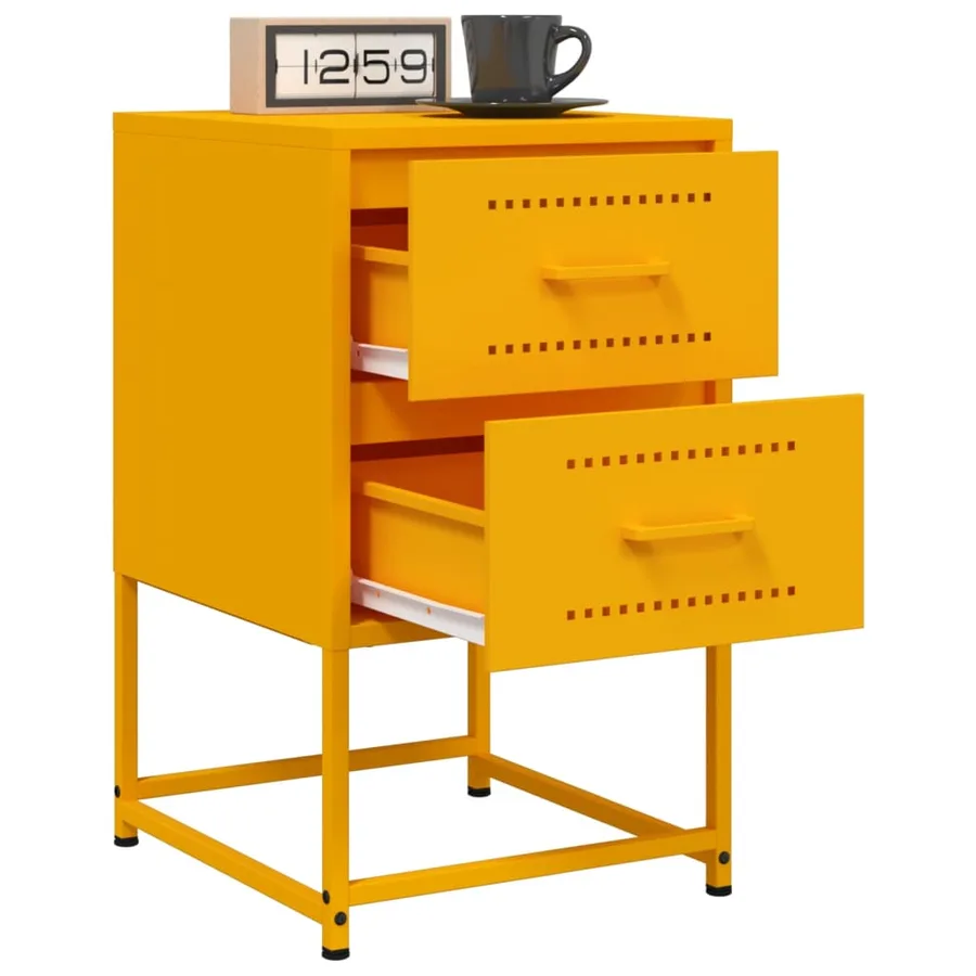Table de chevet jaune moutarde 36x39x60,5 cm acier - 5