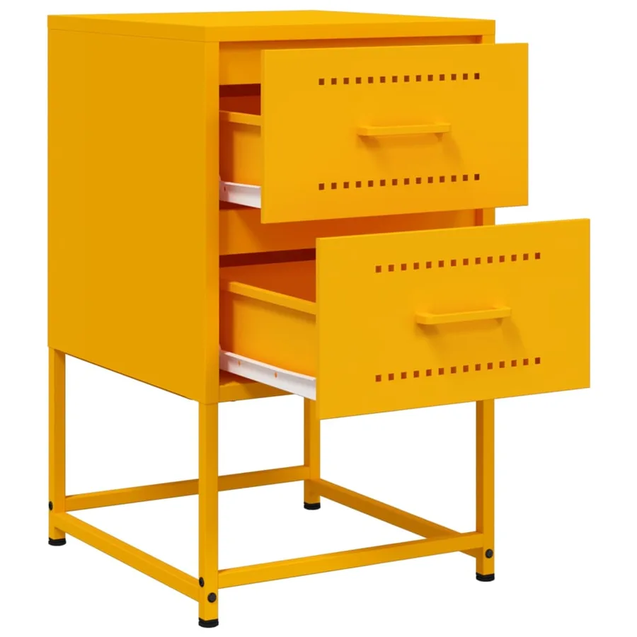 Table de chevet jaune moutarde 36x39x60,5 cm acier - 9