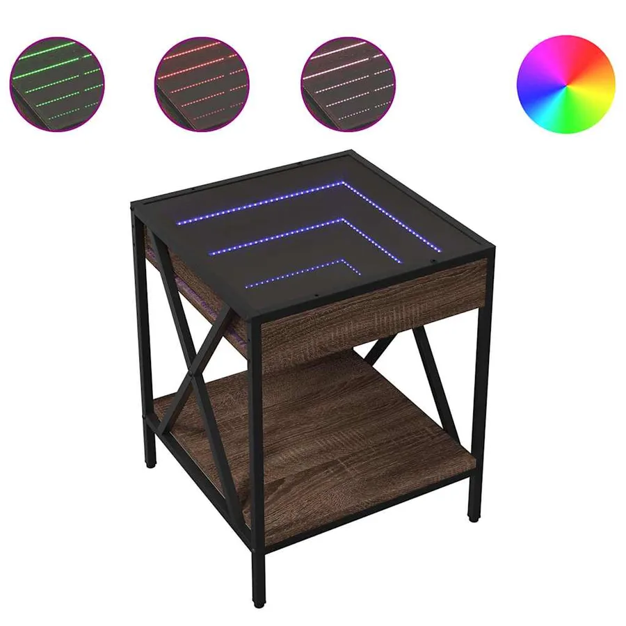 Table basse avec LED Infinity chêne marron 40x40x49 cm - 2