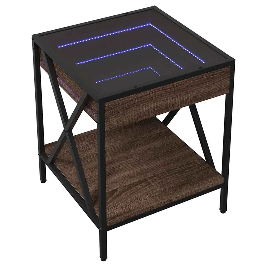 Table basse avec LED Infinity chêne marron 40x40x49 cm - 3