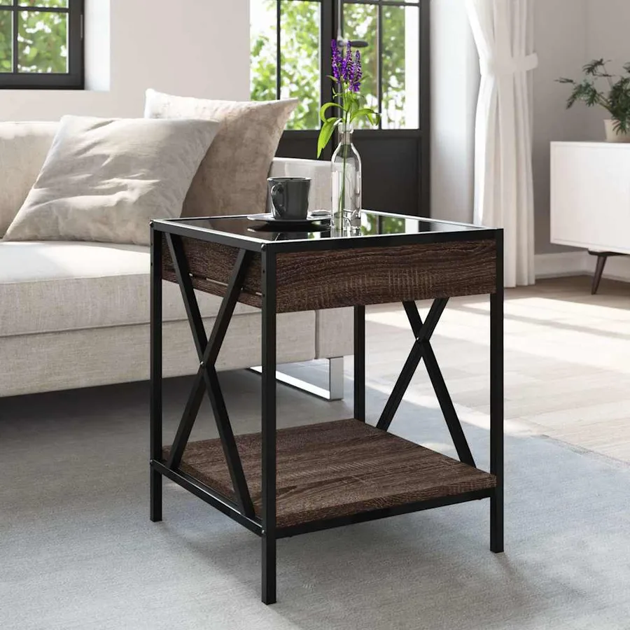 Table basse avec LED Infinity chêne marron 40x40x49 cm - 4