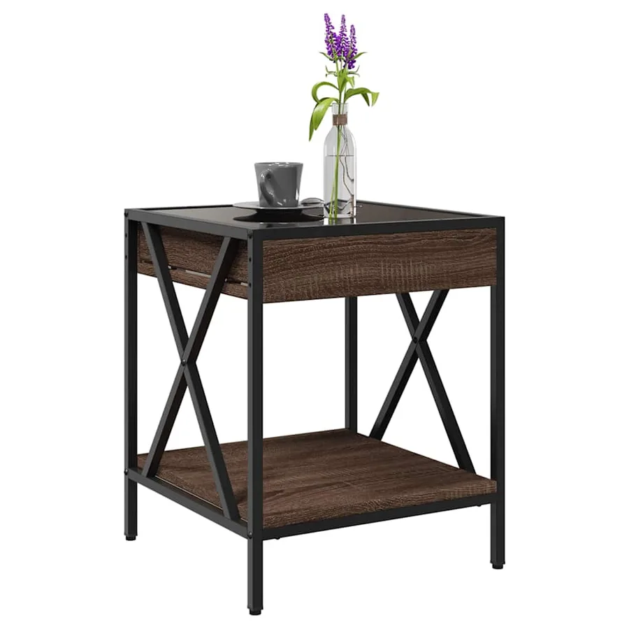 Table basse avec LED Infinity chêne marron 40x40x49 cm - 5