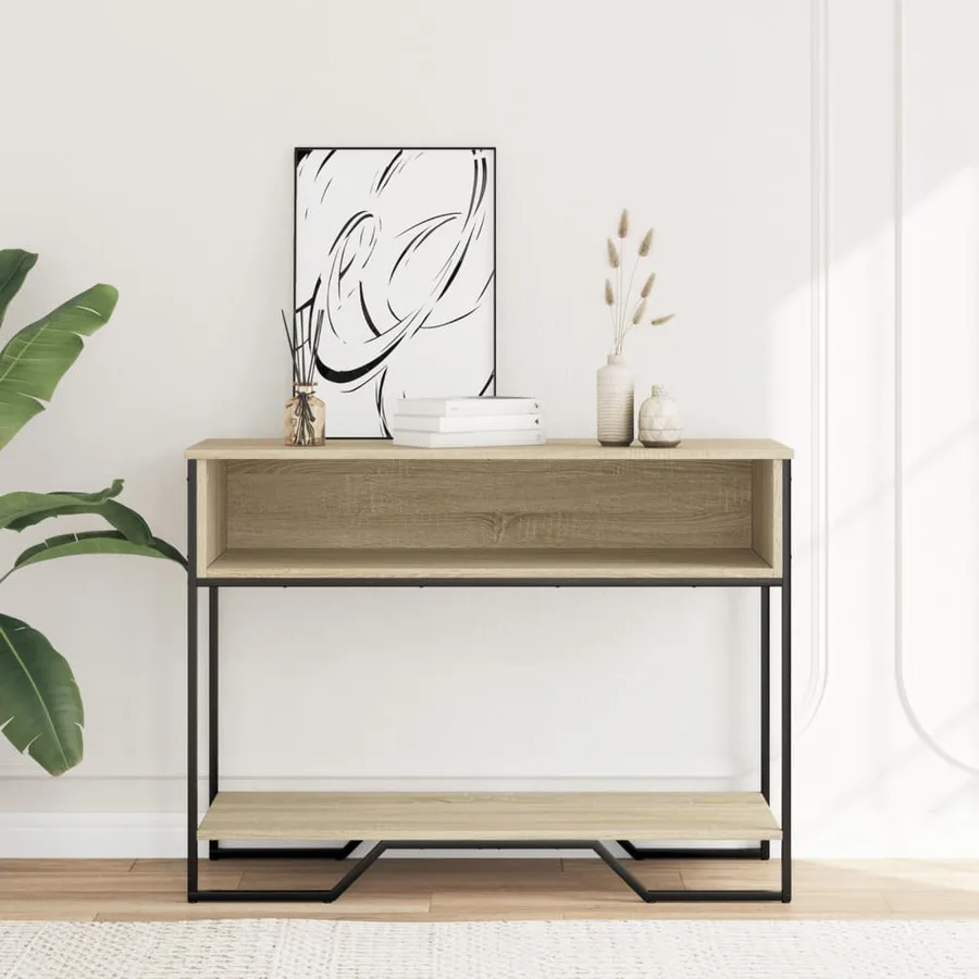Table console chêne sonoma 100x35x74,5 cm bois d'ingénierie - 3