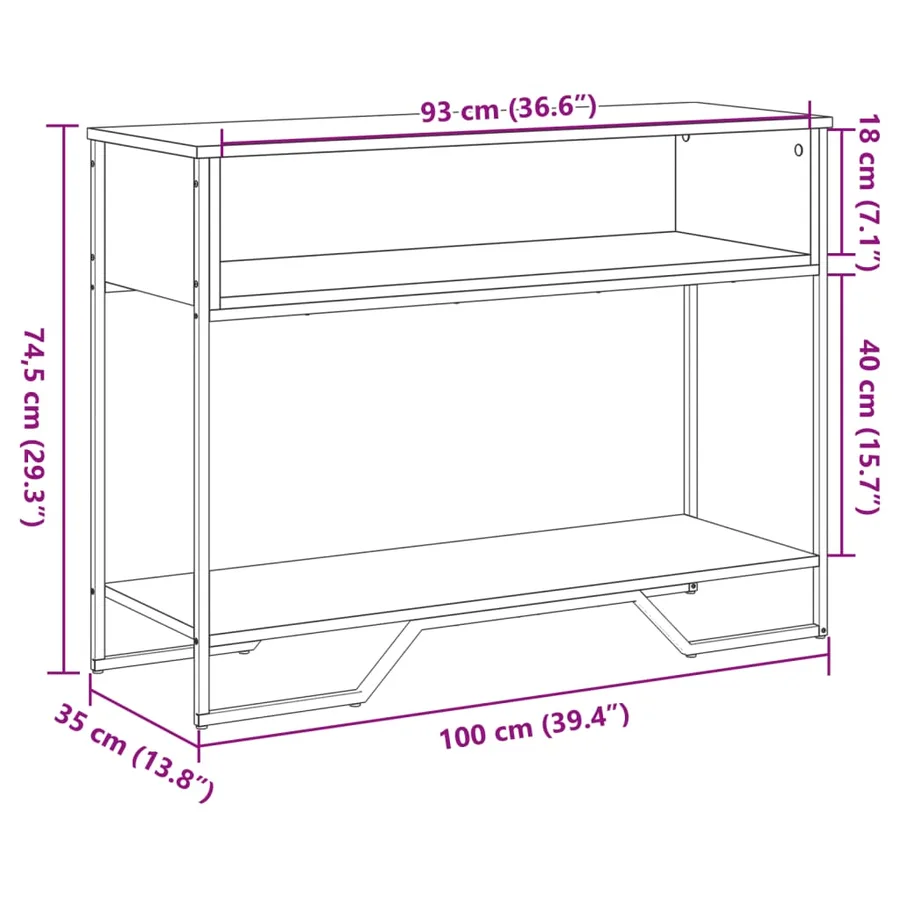 Table console chêne sonoma 100x35x74,5 cm bois d'ingénierie - 9