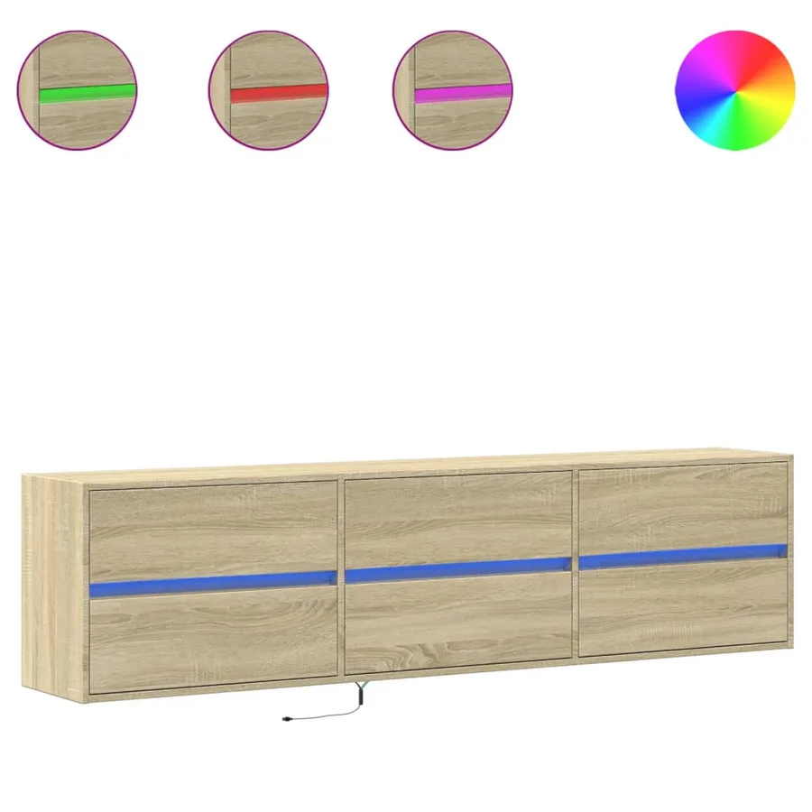 Meuble TV mural avec LED chêne sonoma 180x31x45 cm - 2