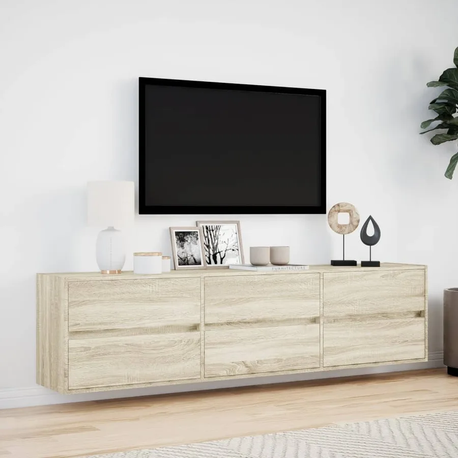 Meuble TV mural avec LED chêne sonoma 180x31x45 cm - 4